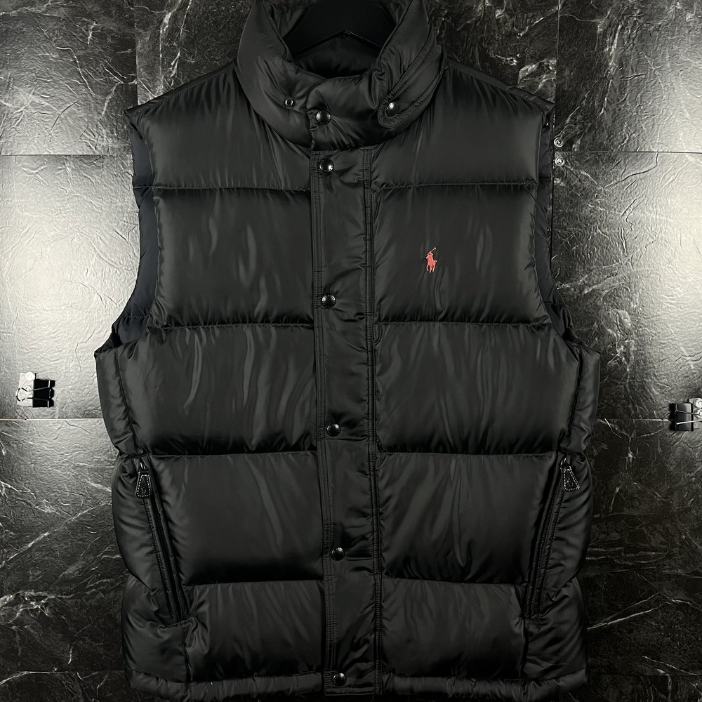 Polo Ralph Lauren Men's Black Vtg Water Repellent Down Vest Medium